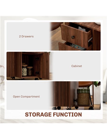 HOMCOM Multi-Storage Six-Person Drop Leaf Dining Table -  Distressed Brown 835-679V80BN - pic 109345 | FastDaddyshop