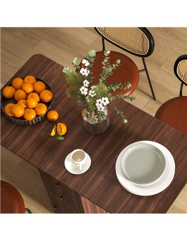 HOMCOM Multi-Storage Six-Person Drop Leaf Dining Table -  Distressed Brown 835-679V80BN