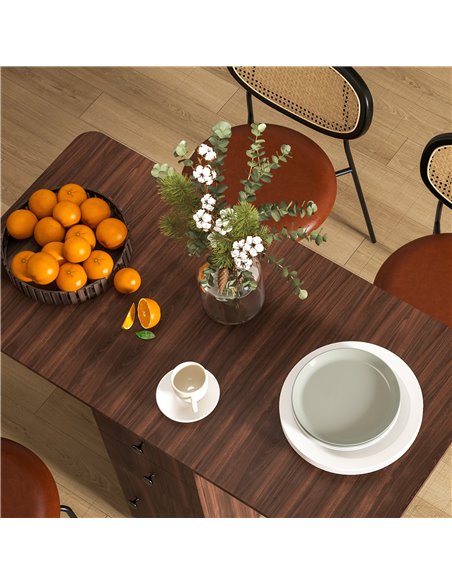 HOMCOM Multi-Storage Six-Person Drop Leaf Dining Table -  Distressed Brown 835-679V80BN - pic 109348 | FastDaddyshop