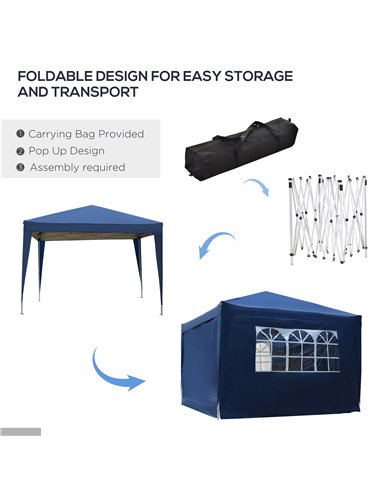 Outsunny Pop Up Gazebo Marquee, size (3m x 3m)-Blue