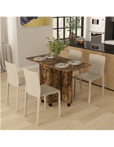 HOMCOM Multi-Storage Six-Person Drop Leaf Dining Table -  Rustic Brown 835-679V80RB 2