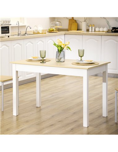 HOMCOM Dining Table for 4 to 6, Modern Kitchen Table with Wood Effect Tabletop, Thick Legs, 120cm, Oak Wood Grain 835-891V00WT