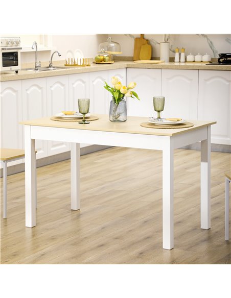 HOMCOM Dining Table for 4 to 6, Modern Kitchen Table with Wood Effect Tabletop, Thick Legs, 120cm, Oak Wood Grain 835-891V00WT - pic 109359 | FastDaddyshop