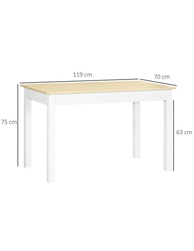 HOMCOM Dining Table for 4 to 6, Modern Kitchen Table with Wood Effect Tabletop, Thick Legs, 120cm, Oak Wood Grain 835-891V00WT