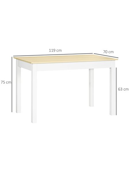 HOMCOM Dining Table for 4 to 6, Modern Kitchen Table with Wood Effect Tabletop, Thick Legs, 120cm, Oak Wood Grain 835-891V00WT - pic 109360 | FastDaddyshop