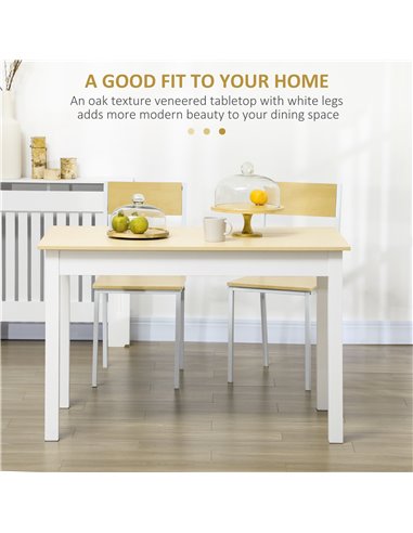 HOMCOM Dining Table for 4 to 6, Modern Kitchen Table with Wood Effect Tabletop, Thick Legs, 120cm, Oak Wood Grain 835-891V00WT