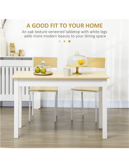 HOMCOM Dining Table for 4 to 6, Modern Kitchen Table with Wood Effect Tabletop, Thick Legs, 120cm, Oak Wood Grain 835-891V00WT - pic 109361 | FastDaddyshop