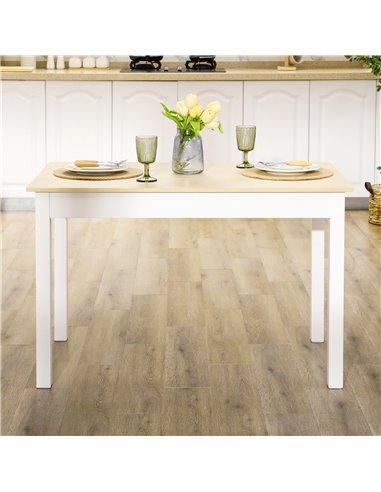 HOMCOM Dining Table for 4 to 6, Modern Kitchen Table with Wood Effect Tabletop, Thick Legs, 120cm, Oak Wood Grain 835-891V00WT