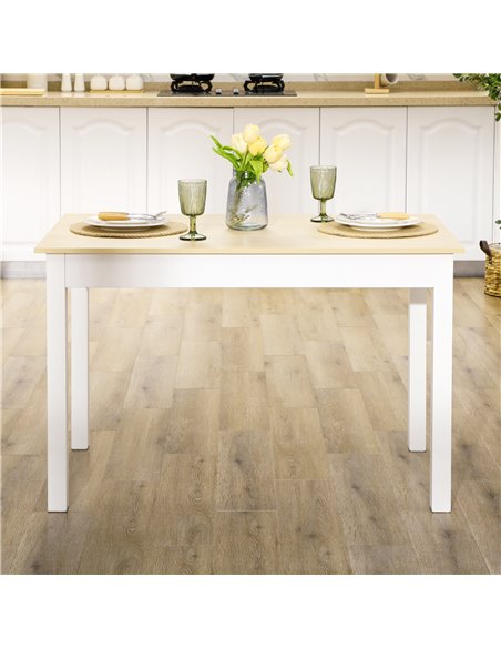 HOMCOM Dining Table for 4 to 6, Modern Kitchen Table with Wood Effect Tabletop, Thick Legs, 120cm, Oak Wood Grain 835-891V00WT - pic 109364 | FastDaddyshop