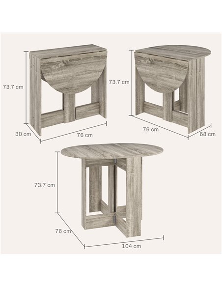HOMCOM Space-saving Drop Leaf Table, Folding Dining Table for Small Space, Kitchen, Dining Room, Grey 835-319V80GY - pic 109378 | FastDaddyshop