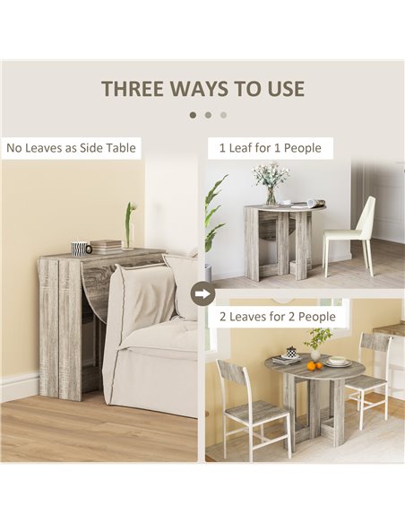 HOMCOM Space-saving Drop Leaf Table, Folding Dining Table for Small Space, Kitchen, Dining Room, Grey 835-319V80GY - pic 109379 | FastDaddyshop