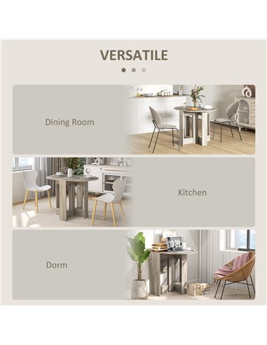 HOMCOM Space-saving Drop Leaf Table, Folding Dining Table for Small Space, Kitchen, Dining Room, Grey 835-319V80GY