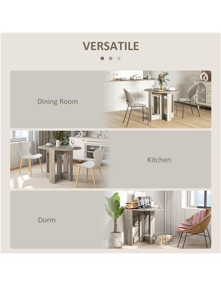 HOMCOM Space-saving Drop Leaf Table, Folding Dining Table for Small Space, Kitchen, Dining Room, Grey 835-319V80GY - pic 109381 | FastDaddyshop