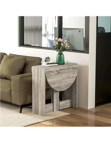 HOMCOM Space-saving Drop Leaf Table, Folding Dining Table for Small Space, Kitchen, Dining Room, Grey 835-319V80GY