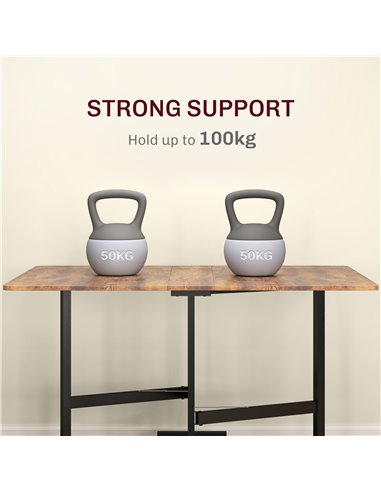 HOMCOM Six-Seater Drop-Leaf Dining Table, with Wheels - Brown Wood-Effect 83A-196V80RB