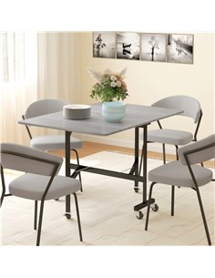 HOMCOM Mobile Drop Leaf Table, Folding Dining Table with 6 Wheels & Brakes, Kitchen Table for Small Spaces, Grey 83A-196V80GY 2