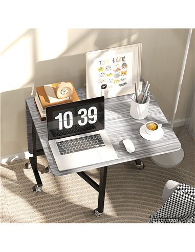 HOMCOM Mobile Drop Leaf Table, Folding Dining Table with 6 Wheels & Brakes, Kitchen Table for Small Spaces, Grey 83A-196V80GY