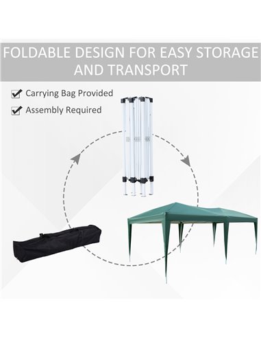 Outsunny 3 x 6m Garden Heavy Duty Water Resistant Pop Up Gazebo Marquee Party Tent Wedding Canopy Awning-Green