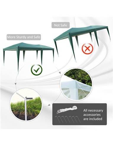 Outsunny 3 x 6m Garden Heavy Duty Water Resistant Pop Up Gazebo Marquee Party Tent Wedding Canopy Awning-Green