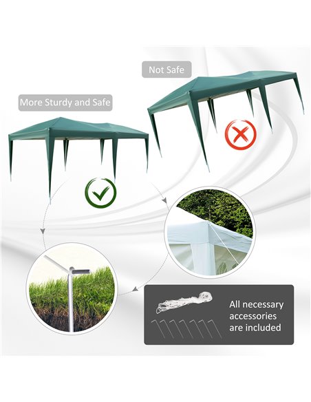 Outsunny 3 x 6m Garden Heavy Duty Water Resistant Pop Up Gazebo Marquee Party Tent Wedding Canopy Awning-Green - pic 10944 | FastDaddyshop
