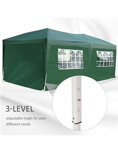 Outsunny 3 x 6m Garden Heavy Duty Water Resistant Pop Up Gazebo Marquee Party Tent Wedding Canopy Awning-Green