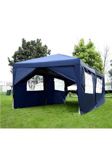 Outsunny 3 x 6m Garden Heavy Duty Water Resistant Pop Up Gazebo Marquee Party Tent Wedding Canopy Awning-Blue