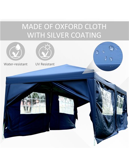 Outsunny 3 x 6m Garden Heavy Duty Water Resistant Pop Up Gazebo Marquee Party Tent Wedding Canopy Awning-Blue - pic 10950 | FastDaddyshop