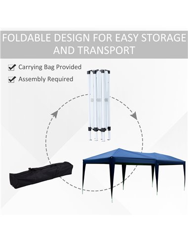 Outsunny 3 x 6m Garden Heavy Duty Water Resistant Pop Up Gazebo Marquee Party Tent Wedding Canopy Awning-Blue