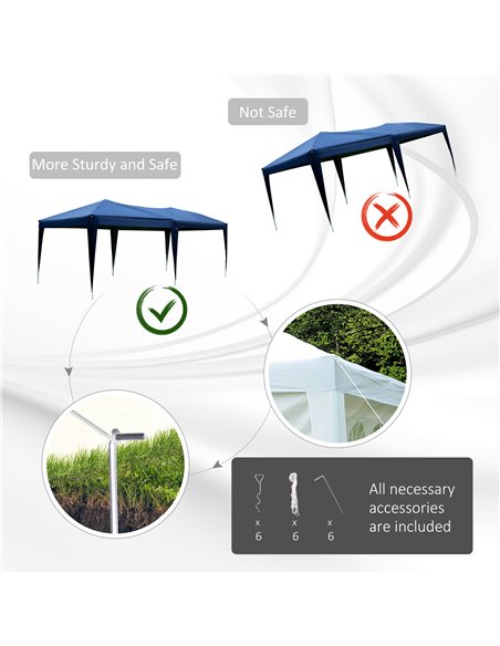 Outsunny 3 x 6m Garden Heavy Duty Water Resistant Pop Up Gazebo Marquee Party Tent Wedding Canopy Awning-Blue - pic 10952 | FastDaddyshop