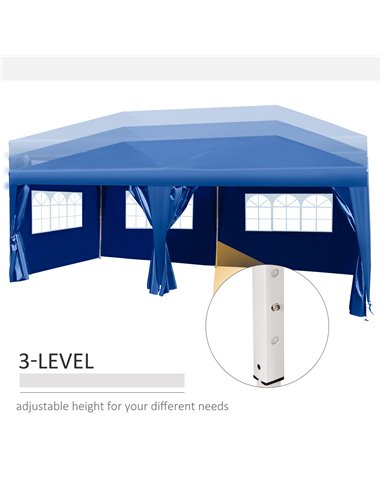 Outsunny 3 x 6m Garden Heavy Duty Water Resistant Pop Up Gazebo Marquee Party Tent Wedding Canopy Awning-Blue
