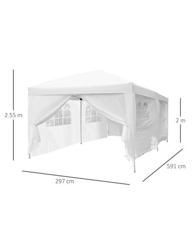 Outsunny Pop Up Gazebo Marquee, size(6m x 3m)-White