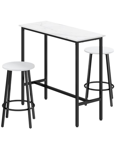 HOMCOM Three-Piece Marble-Effect Bar Table Set - White/Black 835-943V01WT - pic 109583 | FastDaddyshop