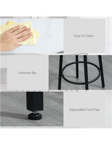 HOMCOM Three-Piece Marble-Effect Bar Table Set - White/Black 835-943V01WT