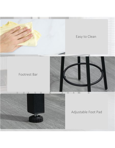 HOMCOM Three-Piece Marble-Effect Bar Table Set - White/Black 835-943V01WT - pic 109588 | FastDaddyshop