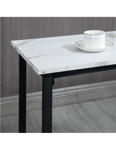 HOMCOM Three-Piece Marble-Effect Bar Table Set - White/Black 835-943V01WT