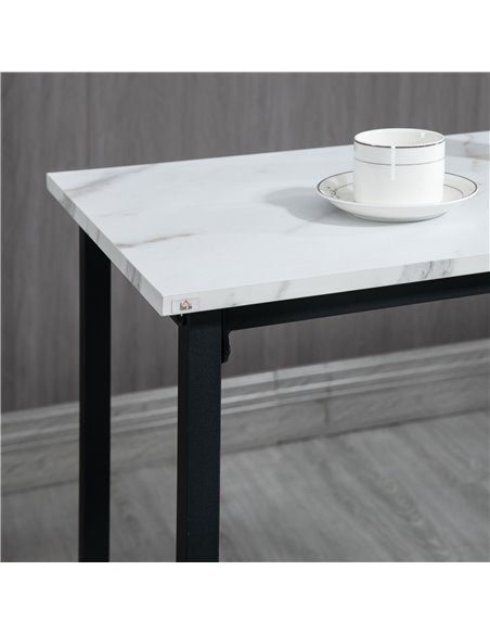 HOMCOM Three-Piece Marble-Effect Bar Table Set - White/Black 835-943V01WT - pic 109590 | FastDaddyshop