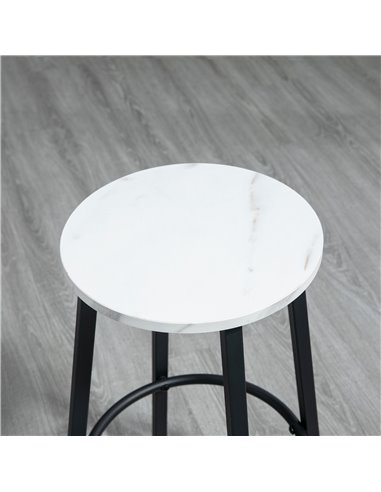 HOMCOM Three-Piece Marble-Effect Bar Table Set - White/Black 835-943V01WT