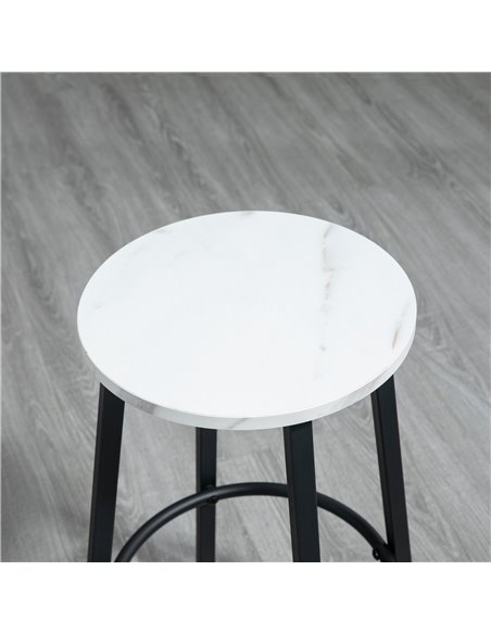 HOMCOM Three-Piece Marble-Effect Bar Table Set - White/Black 835-943V01WT - pic 109591 | FastDaddyshop