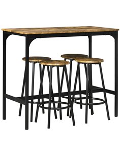 HOMCOM Five-Piece Industrial-Style Bar Table Set - Brown/Black 835-890V00RB