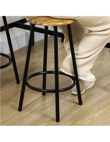 HOMCOM Five-Piece Industrial-Style Bar Table Set - Brown/Black 835-890V00RB