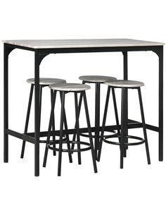 HOMCOM Five-Piece Industrial-Style Bar Table Set - Grey/Black 835-890V00GY