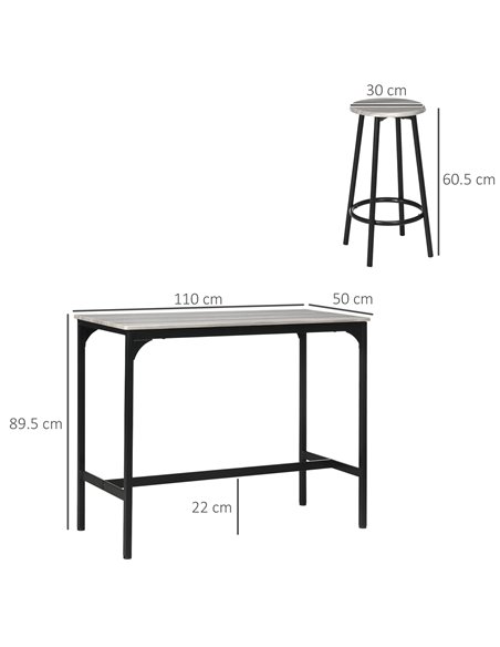 HOMCOM Five-Piece Industrial-Style Bar Table Set - Grey/Black 835-890V00GY - pic 109603 | FastDaddyshop