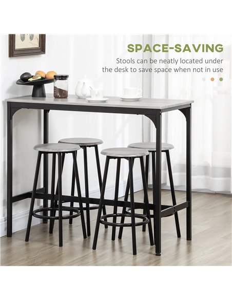 HOMCOM Five-Piece Industrial-Style Bar Table Set - Grey/Black 835-890V00GY - pic 109605 | FastDaddyshop