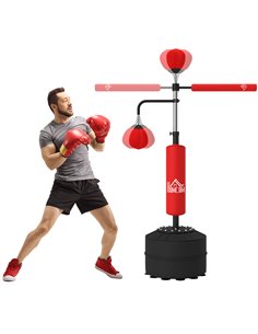 HOMCOM 3-in-1 Boxing Punching Bag, Freestanding with 2 Speed Bals, 360° Reflex Bar, 160-230cm Adjustable Height, Red A91-120V00R