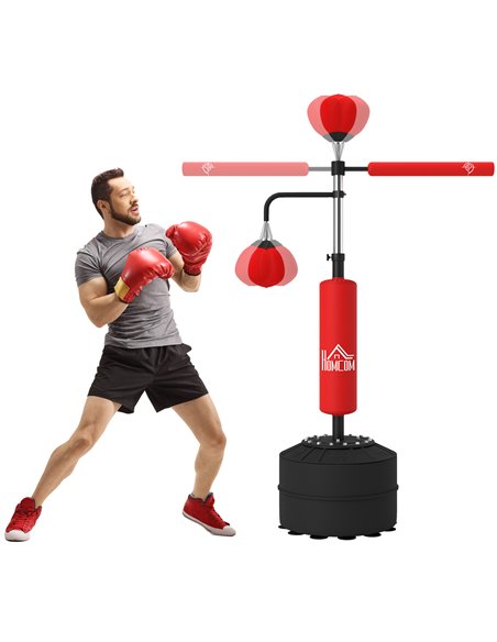 HOMCOM 3-in-1 Boxing Punching Bag, Freestanding with 2 Speed Bals, 360° Reflex Bar, 160-230cm Adjustable Height, Red A91-120V00R - pic 109619 | FastDaddyshop