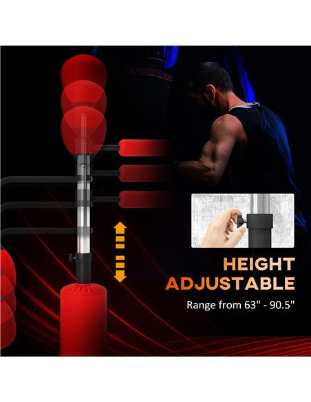 HOMCOM 3-in-1 Boxing Punching Bag, Freestanding with 2 Speed Bals, 360° Reflex Bar, 160-230cm Adjustable Height, Red A91-120V00R - pic 109623 | FastDaddyshop