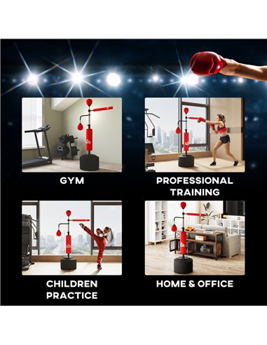 HOMCOM 3-in-1 Boxing Punching Bag, Freestanding with 2 Speed Bals, 360° Reflex Bar, 160-230cm Adjustable Height, Red A91-120V00R