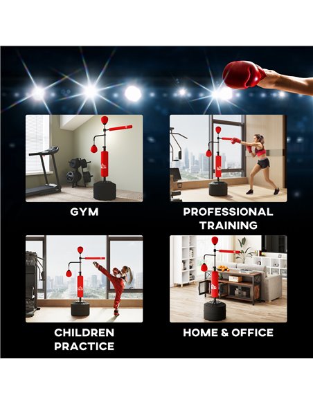 HOMCOM 3-in-1 Boxing Punching Bag, Freestanding with 2 Speed Bals, 360° Reflex Bar, 160-230cm Adjustable Height, Red A91-120V00R - pic 109625 | FastDaddyshop