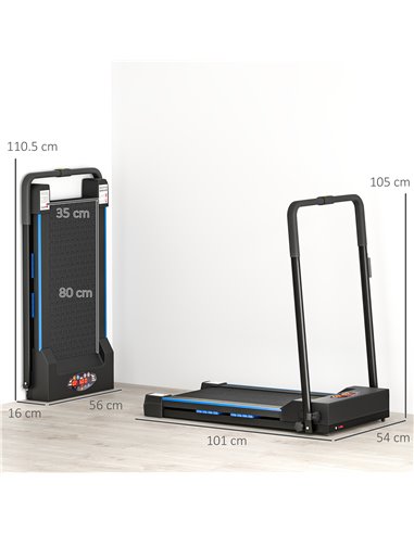 HOMCOM Folding Motorised Home Treadmill Walking Machine with LCD Monitor, Blue A90-131V70BU