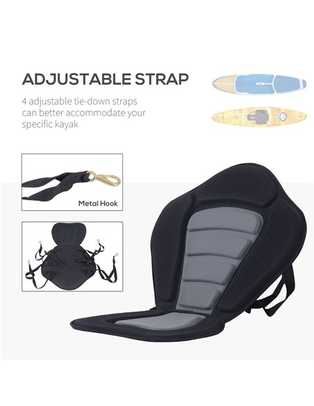 HOMCOM Deluxe Kayak Seat Sit On Top Padded Backrest Canoe Rafting Sports High Back Detachable A32-002 - pic 109730 | FastDaddyshop